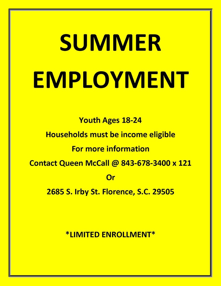 SUMMER EMPLOYMENT OPPORTUNITY flyer