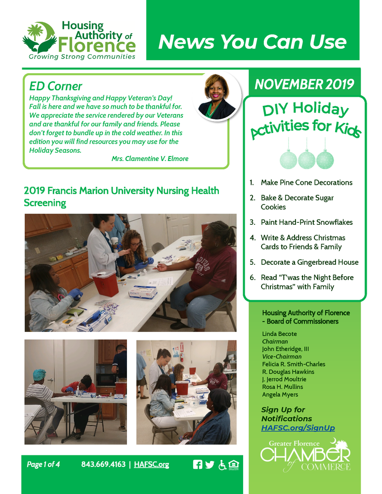 November 2019 Newsletter, see newsletter page for full details