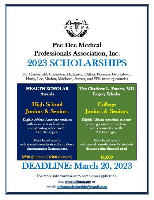 pee dee medical association scholarships 2023 flyer